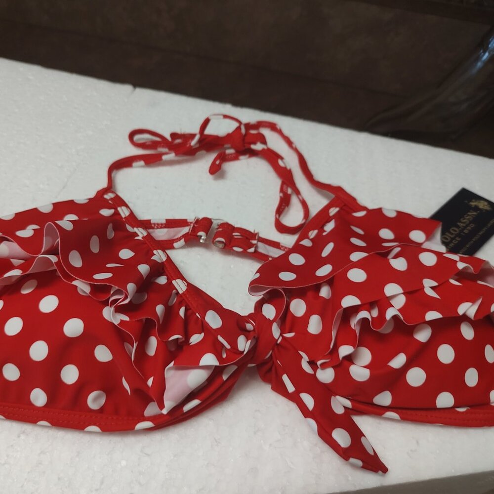U.S.POLO ASSN 2PC RED POLKA DOT SWIMSUIT
